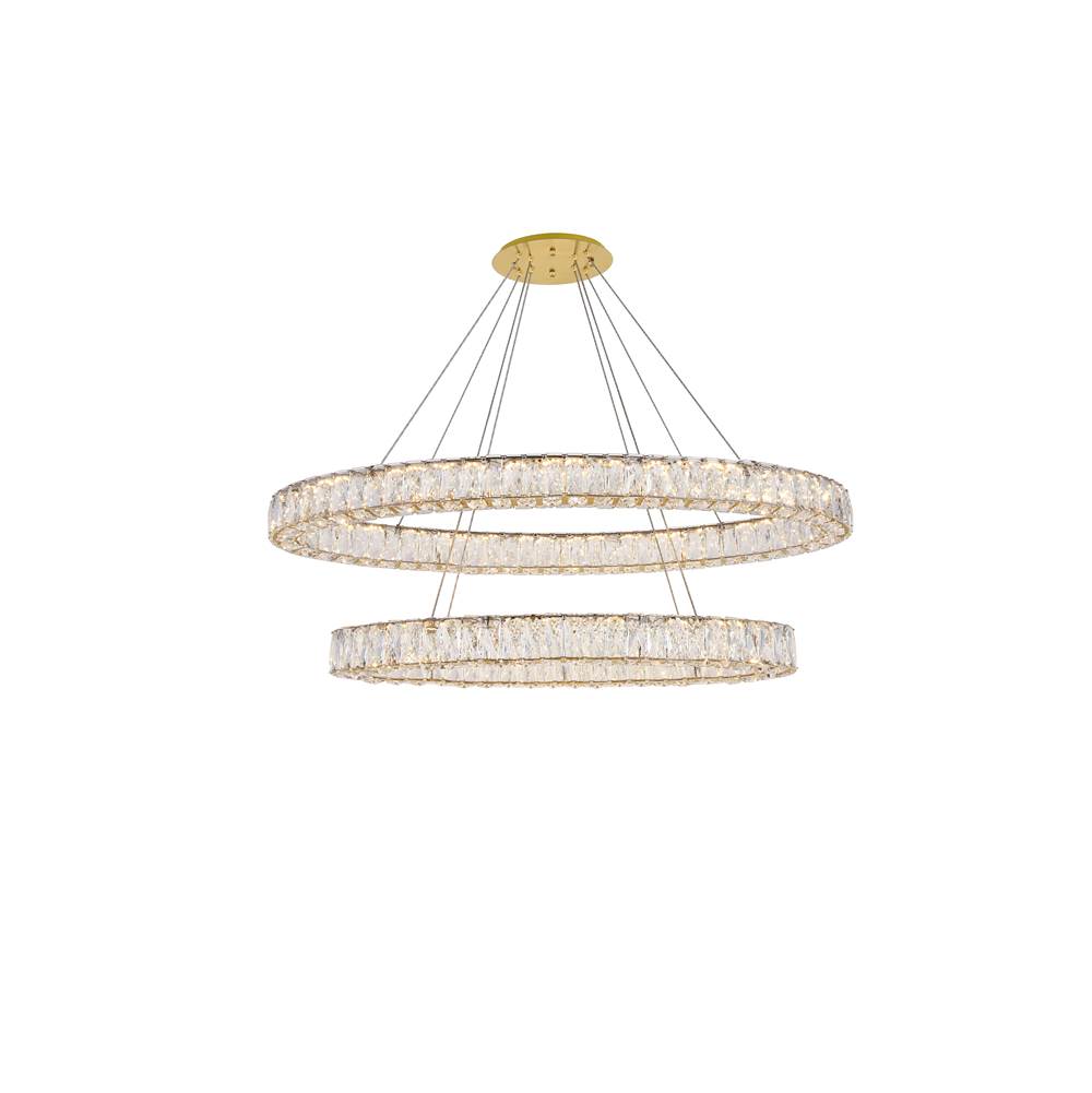 Elegant Lighting Monroe Integrated LED light Gold Chandelier Clear Royal Cut Crystal