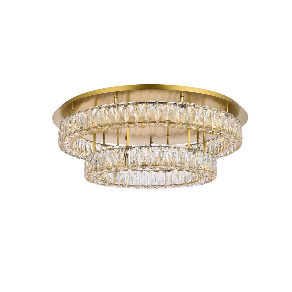 Elegant Lighting Monroe 30 Inch Led Double Flush Mount In Gold