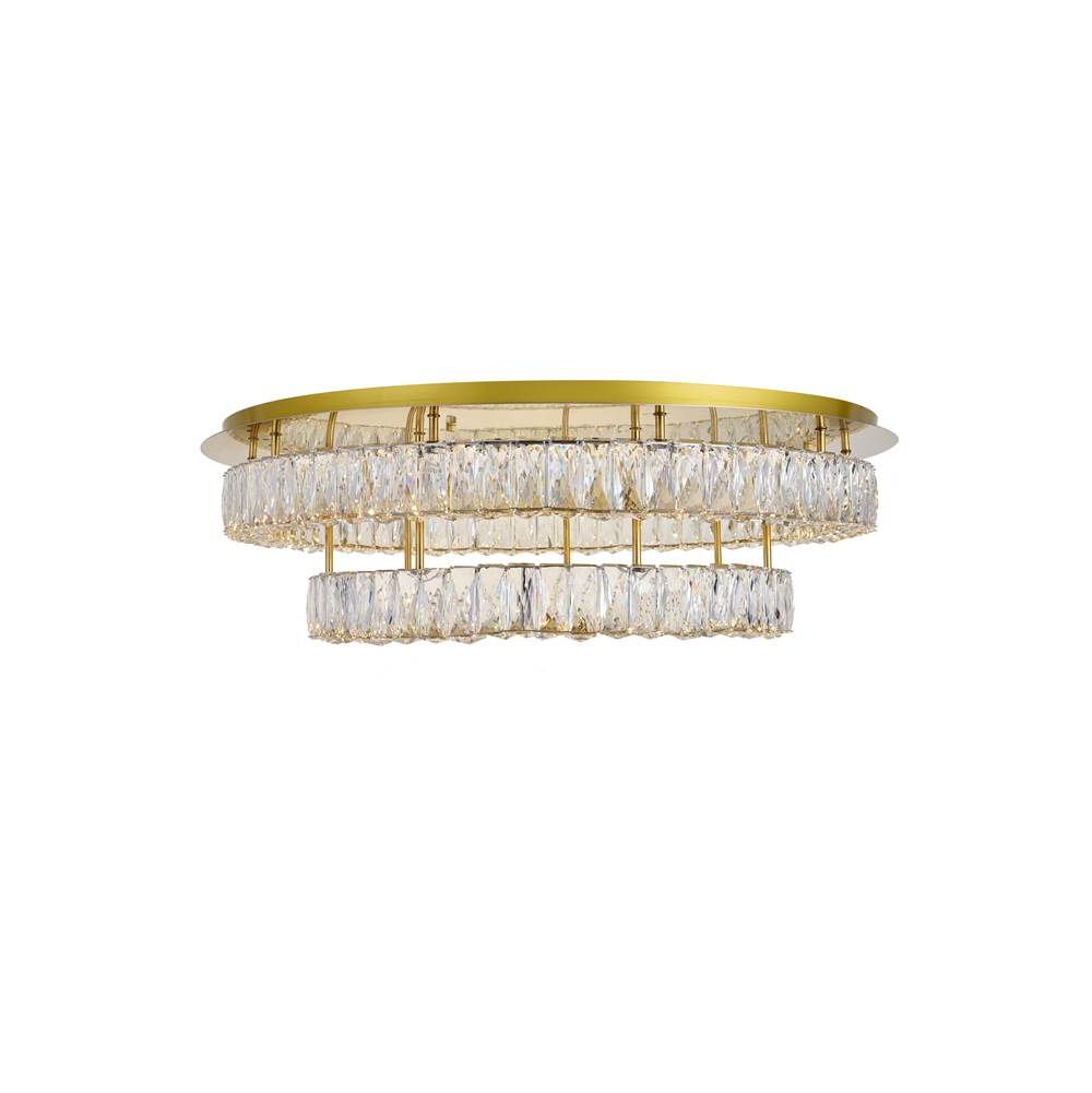 Elegant Lighting Monroe LED light Gold Flush Mount Clear Royal Cut Crystal