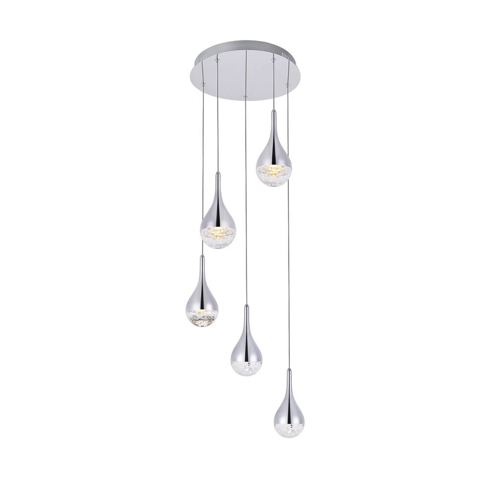 Elegant Lighting Amherst Collection LED 5-light chandelier 15in x 9in chrome finish