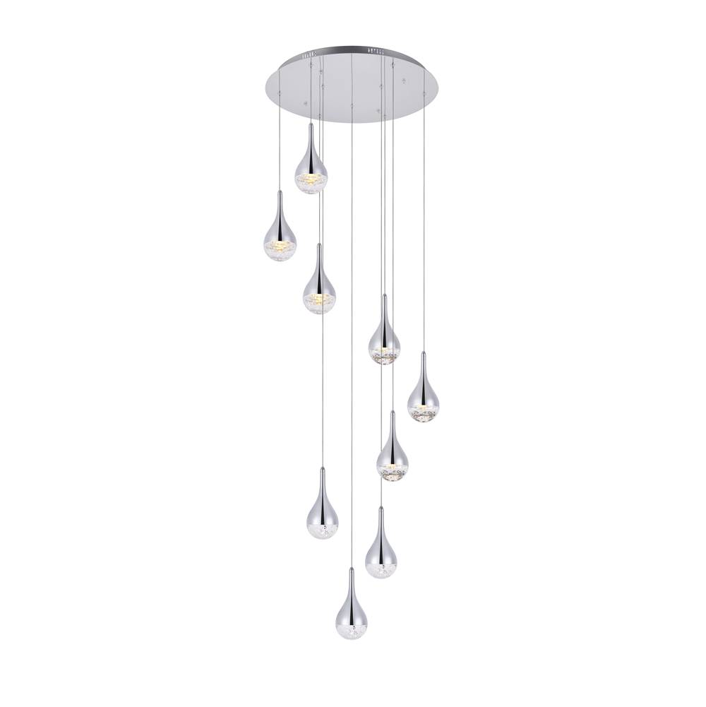 Elegant Lighting Amherst Collection LED 9-light chandelier 24in x 9in chrome finish