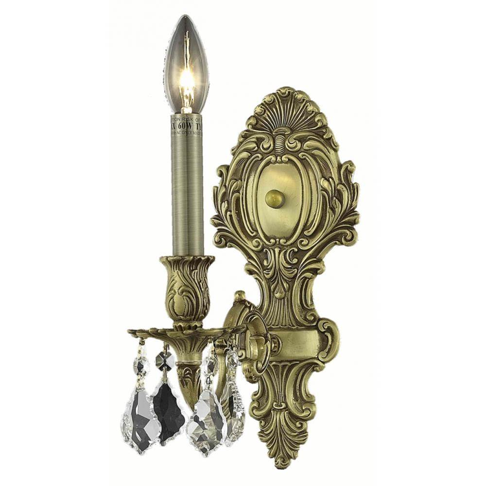 Elegant Lighting Monarch 1 Light French Gold Wall Sconce Clear Royal Cut Crystal