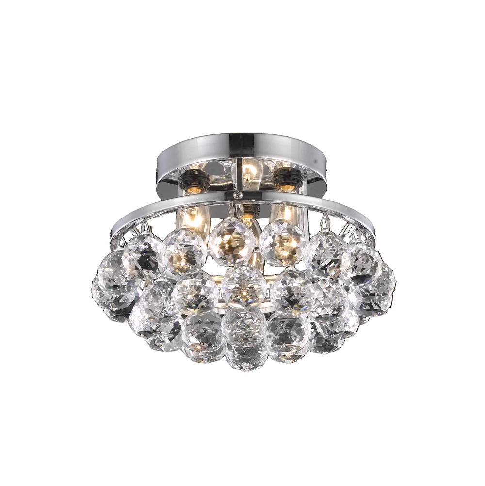Elegant Lighting Corona 3 Light Chrome Flush Mount Clear Royal Cut Crystal