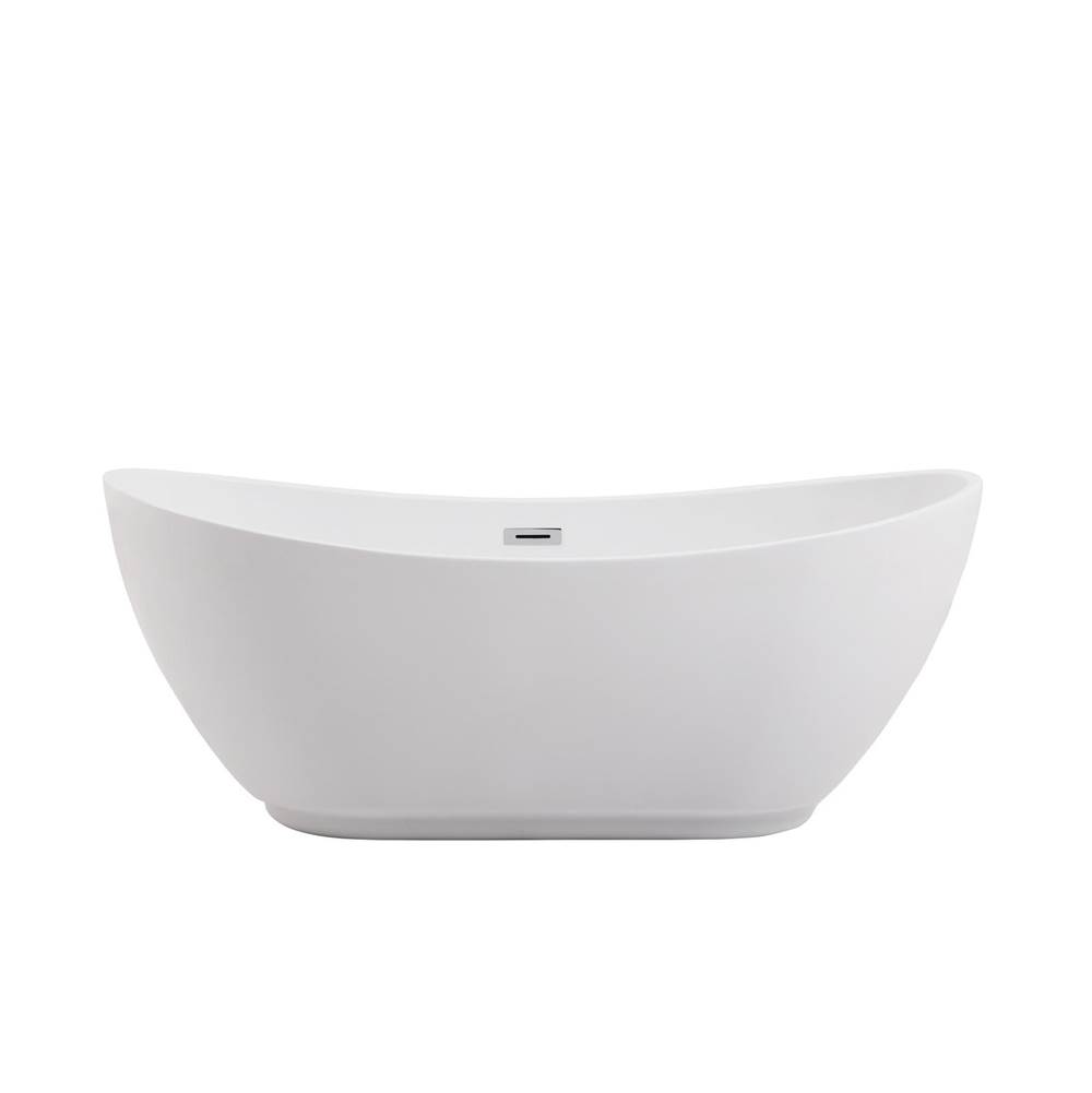 Elegant Lighting 62 inch soaking bathtub in glossy white