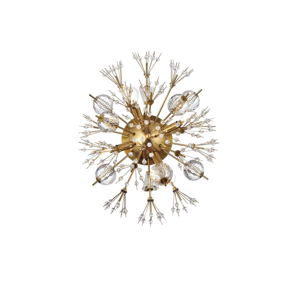 Elegant Lighting Vera 19 Inch Crystal Starburst Wall Sconce In Gold