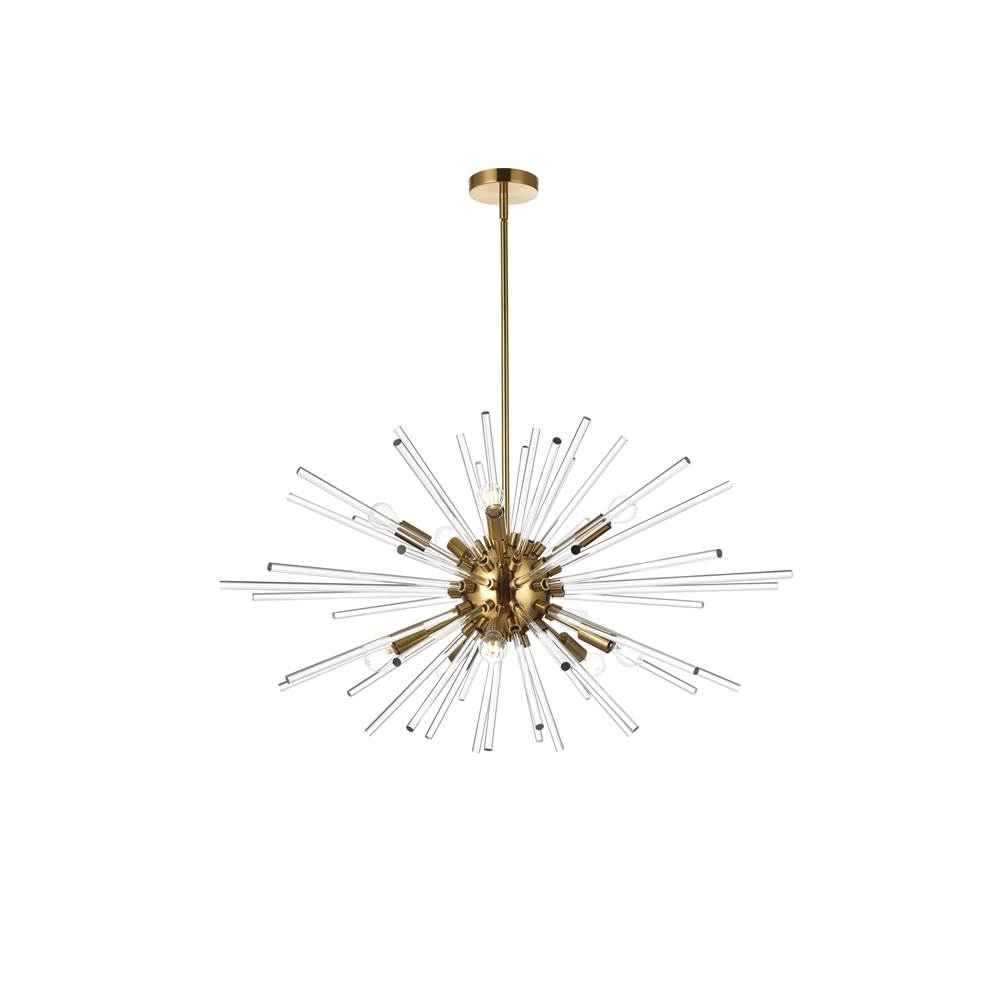 Elegant Lighting Sienna 36 Inch Crystal Rod Pendant In Gold