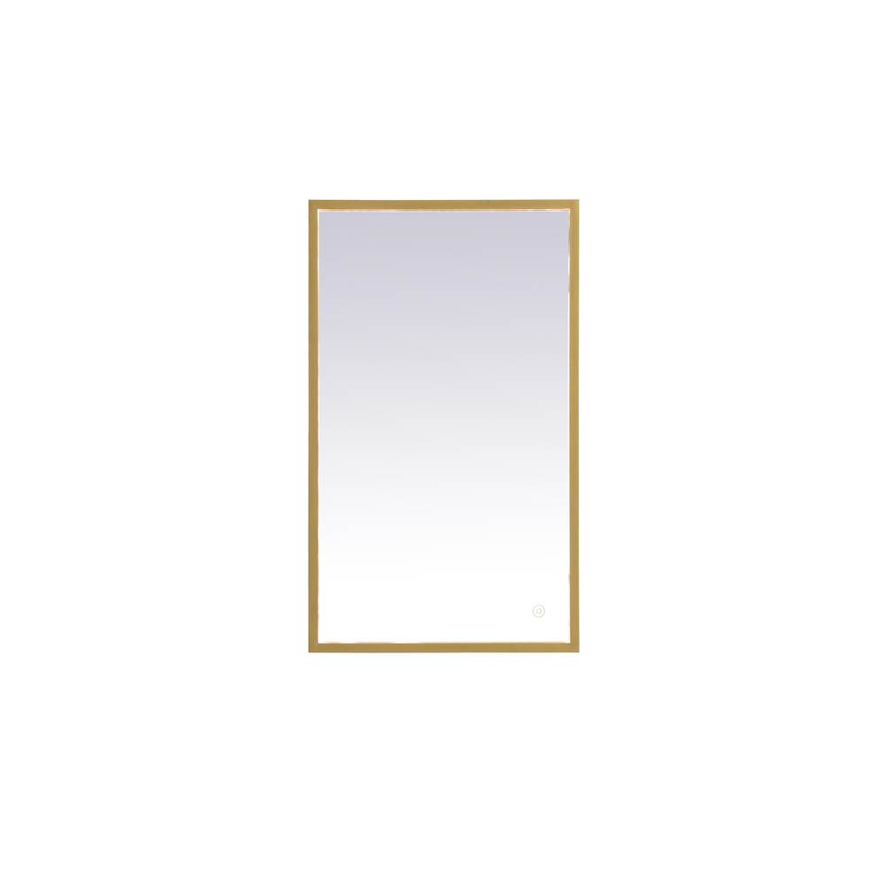 Elegant Lighting Pier 18X30 Inch Led Mirror With Adjustable Color Temperature 3000K/4200K/6400K In Brass