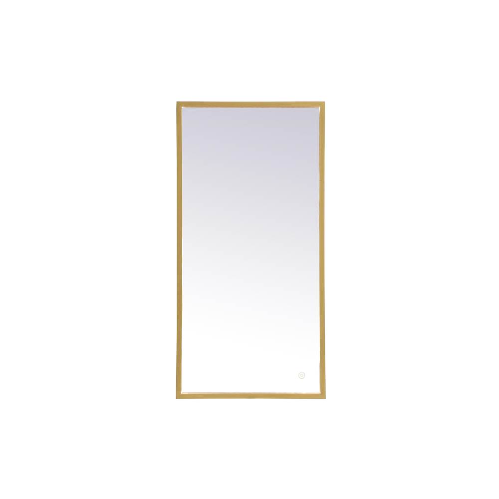 Elegant Lighting Pier 18X36 Inch Led Mirror With Adjustable Color Temperature 3000K/4200K/6400K In Brass