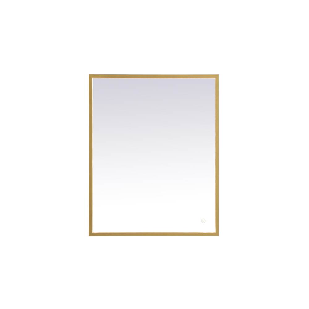 Elegant Lighting Pier 24X30 Inch Led Mirror With Adjustable Color Temperature 3000K/4200K/6400K In Brass