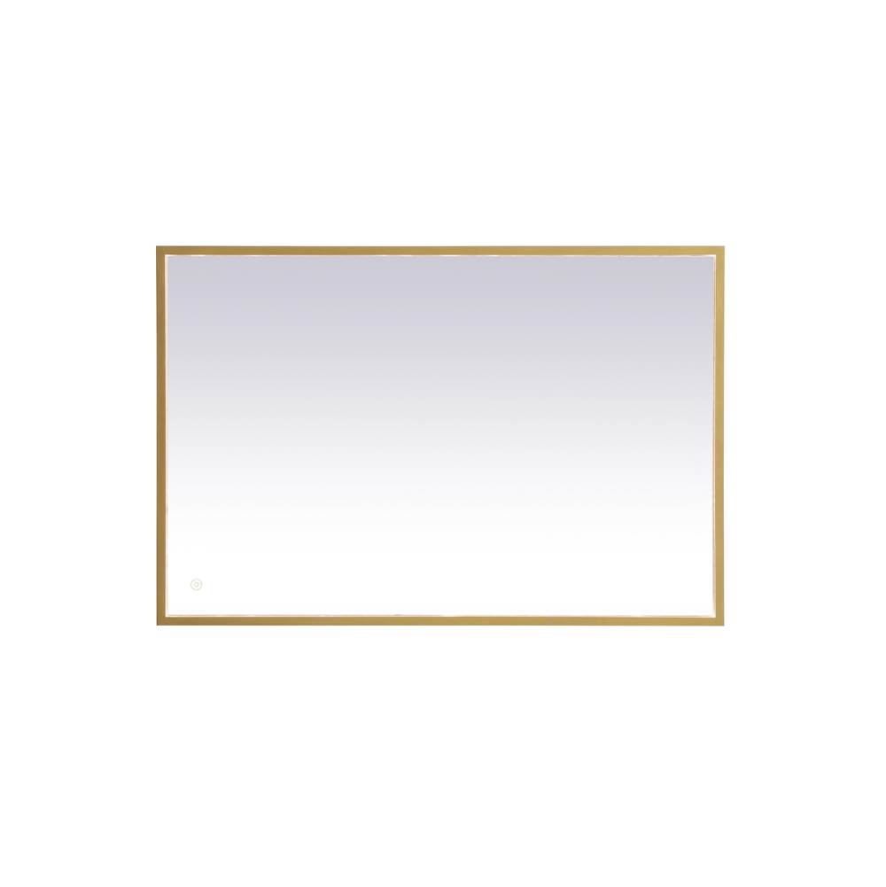 Elegant Lighting Pier 27X40 Inch Led Mirror With Adjustable Color Temperature 3000K/4200K/6400K In Brass
