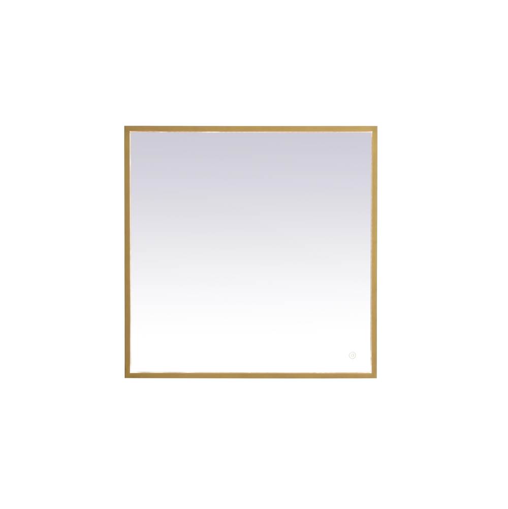 Elegant Lighting Pier 30X30 Inch Led Mirror With Adjustable Color Temperature 3000K/4200K/6400K In Brass