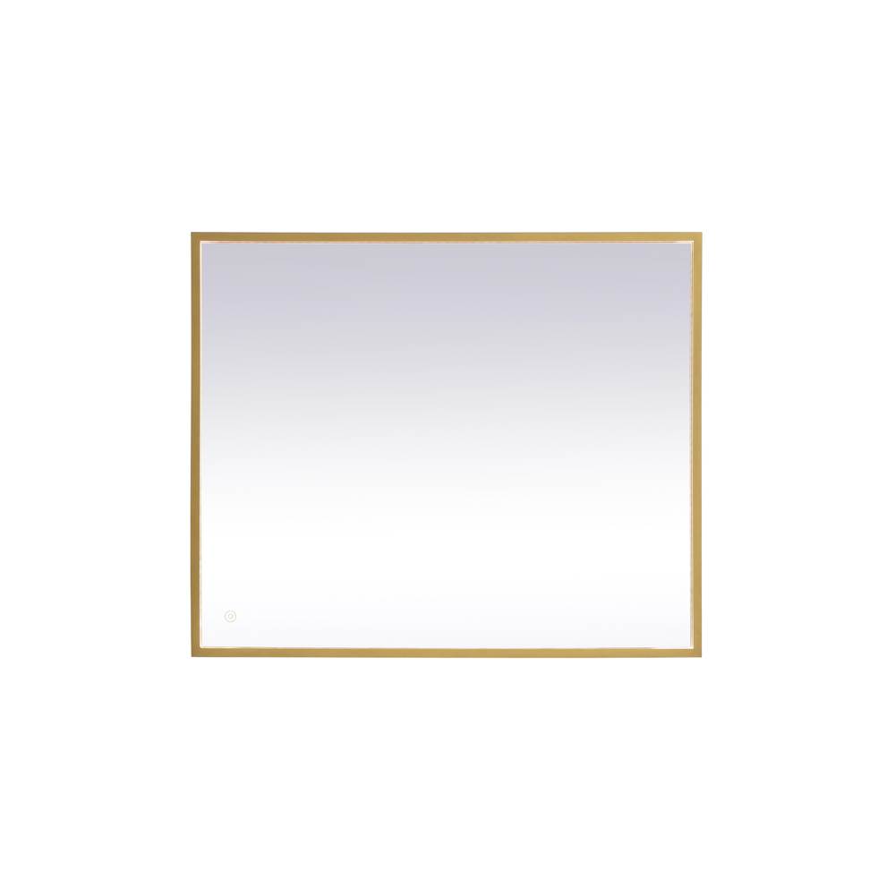 Elegant Lighting Pier 30X36 Inch Led Mirror With Adjustable Color Temperature 3000K/4200K/6400K In Brass