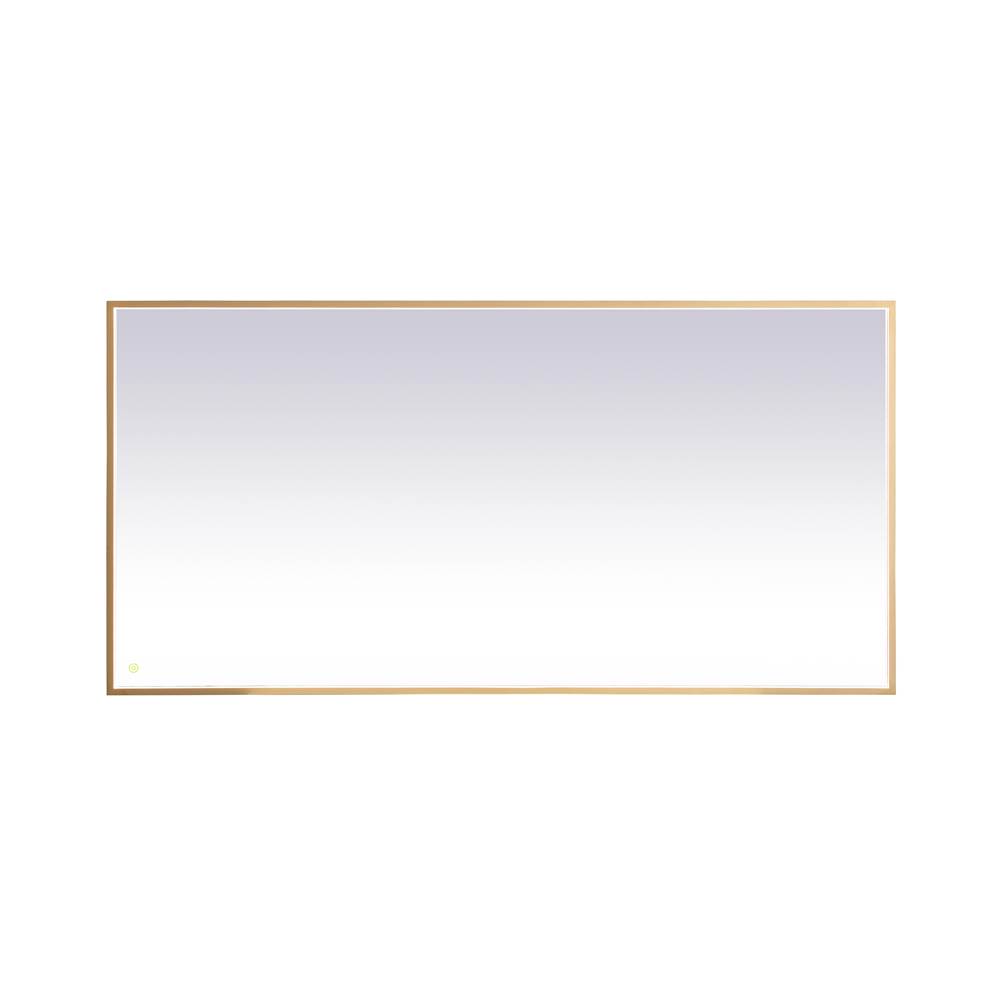 Elegant Lighting Pier 36X72 Inch Led Mirror With Adjustable Color Temperature 3000K/4200K/6400K In Brass