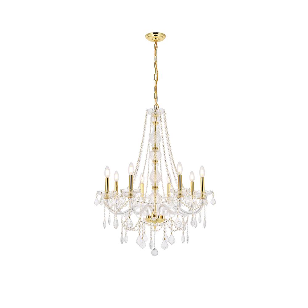 Elegant Lighting Verona 8 light Gold Chandelier Clear Royal Cut Crystal