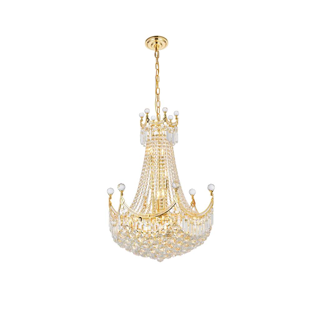 Elegant Lighting Corona 18 Light Gold Chandelier Clear Royal Cut Crystal