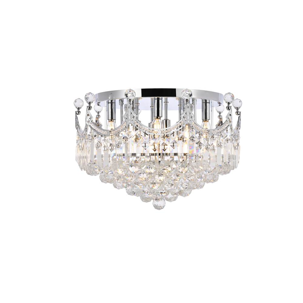 Elegant Lighting Corona 9 Light Chrome Flush Mount Clear Royal Cut Crystal