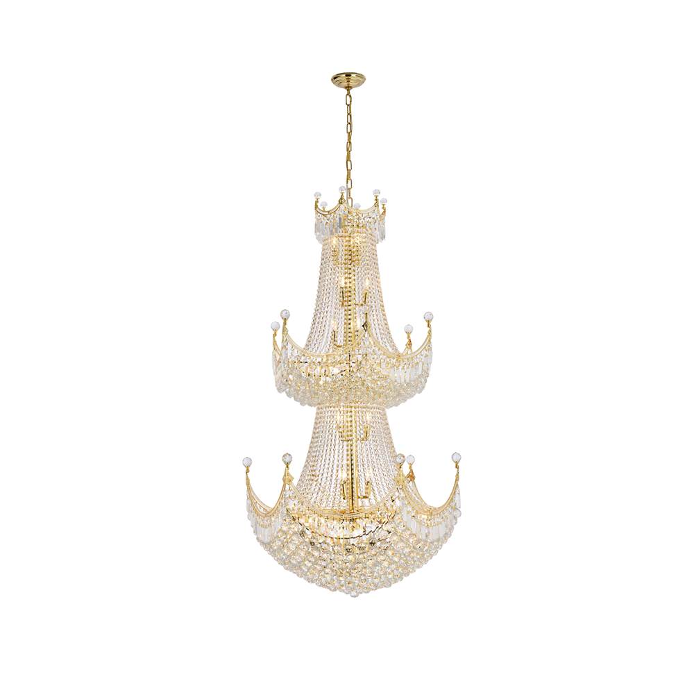 Elegant Lighting Corona 36 Light Gold Chandelier Clear Royal Cut Crystal