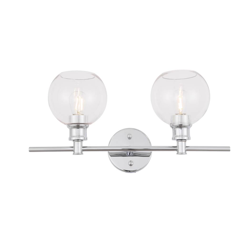 Elegant Lighting Collier 2 light Chrome and Clear glass Wall sconce