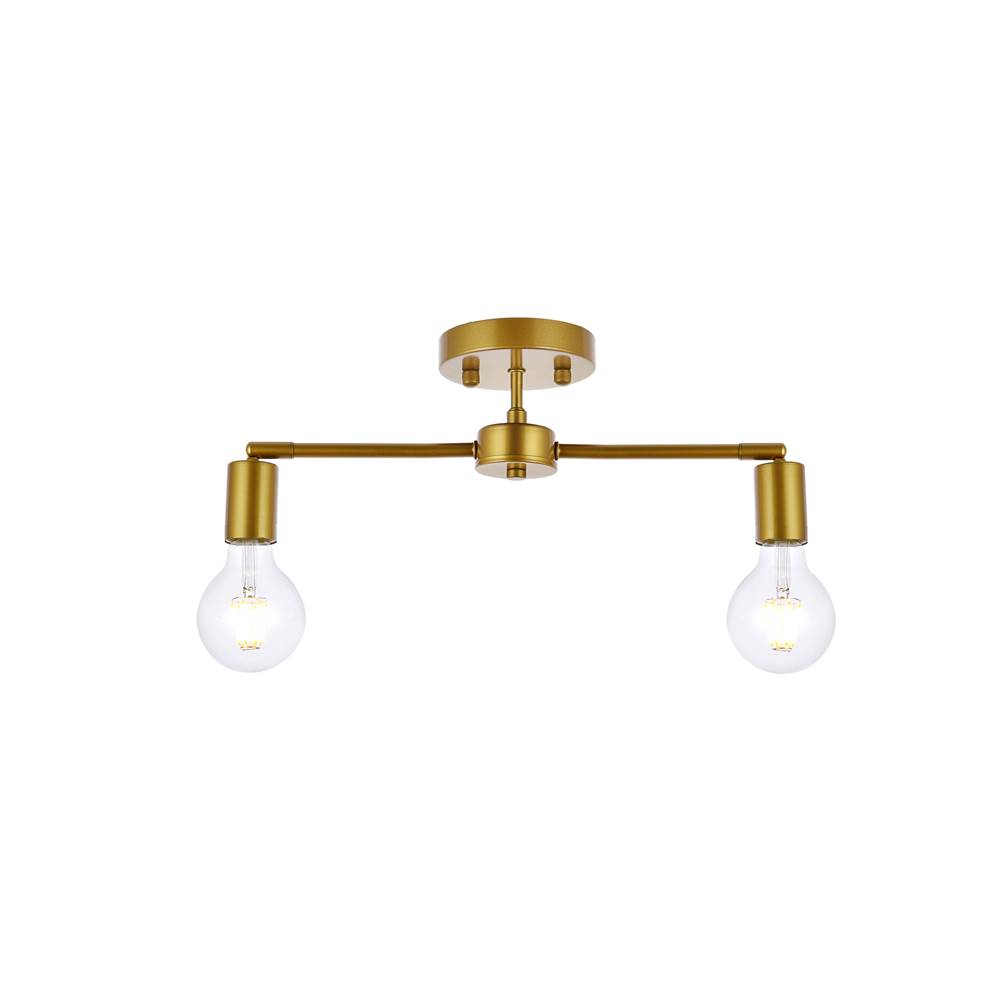 Elegant Lighting Zane 2 lights brass flush mount