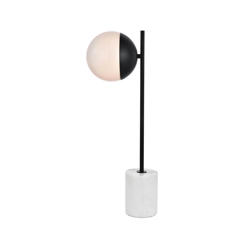 Elegant Lighting Eclipse 1 Light Black Table Lamp With Frosted White Glass
