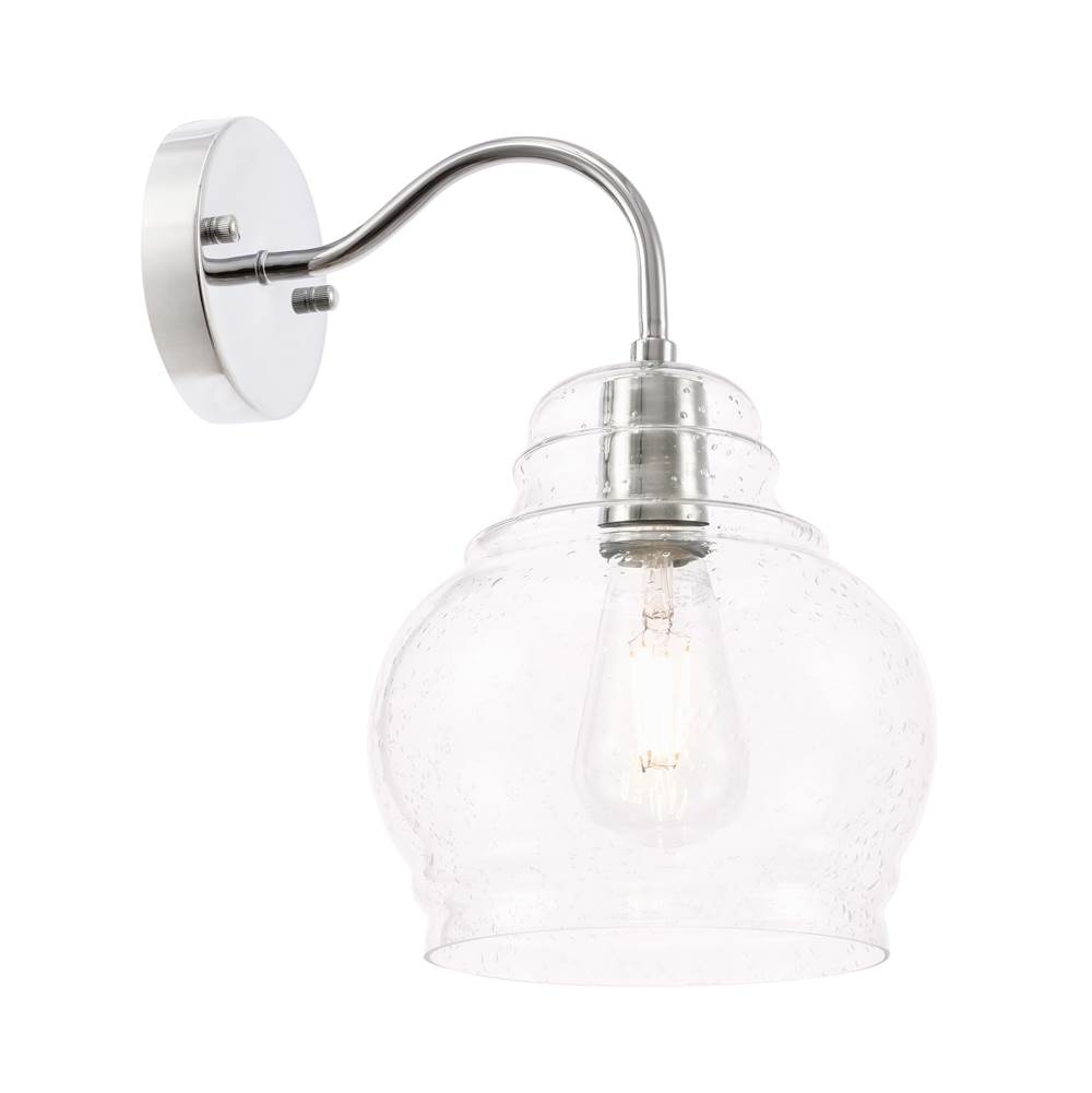 Elegant Lighting Pierce 1 light Chrome and Clear seeded glass wall sconce