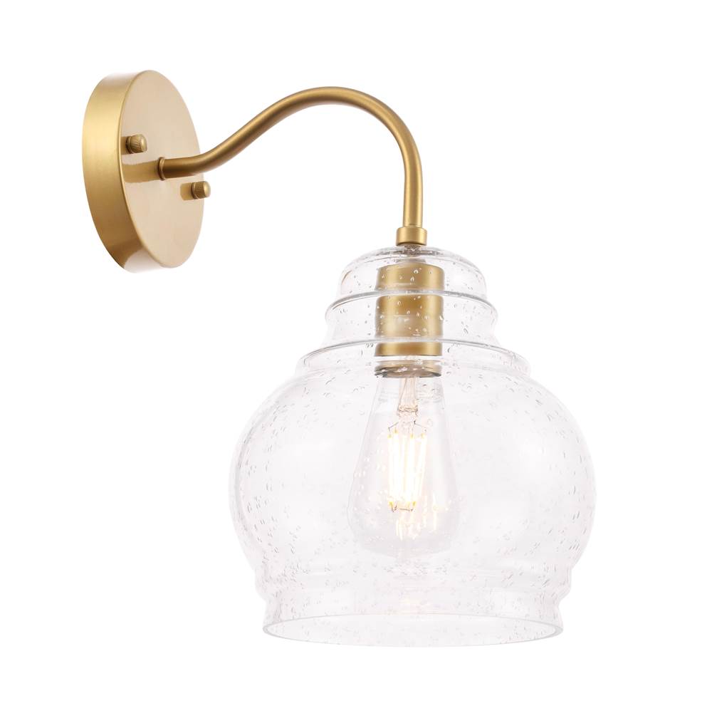 Elegant Lighting Pierce 1 light Brass and Clear seeded glass wall sconce