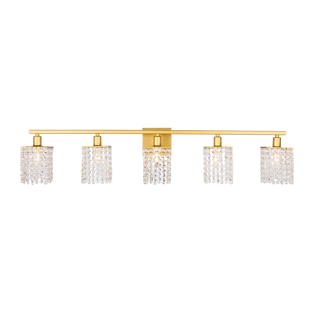 Elegant Lighting Phineas 5 light Brass and Clear Crystals wall sconce