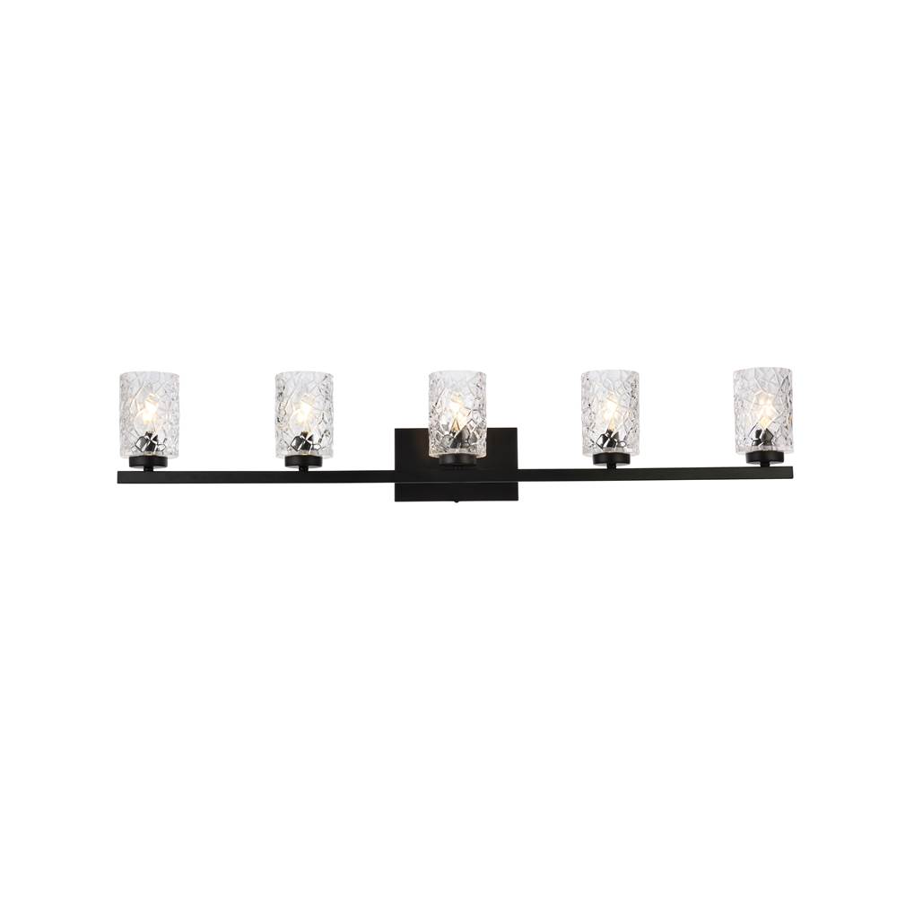 Elegant Lighting Cassie 5 lights bath sconce in black with clear shade