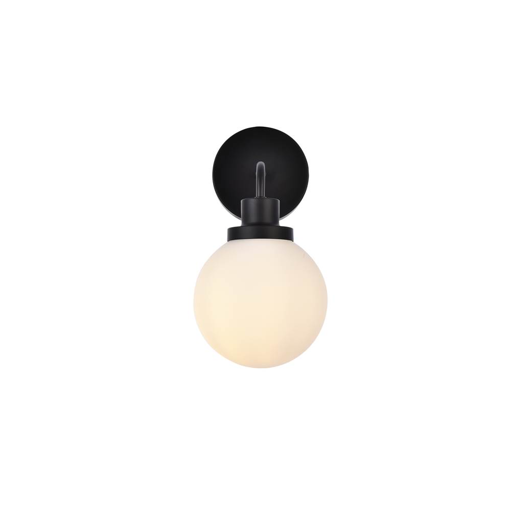 Elegant Lighting Hanson 1 light bath sconce in black with frosted shade
