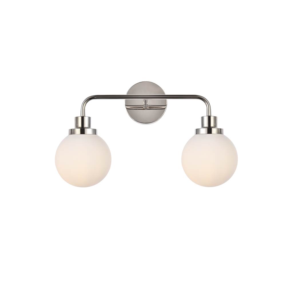 Elegant Lighting Hanson 2 lights bath sconce in polish nickel with frosted shade