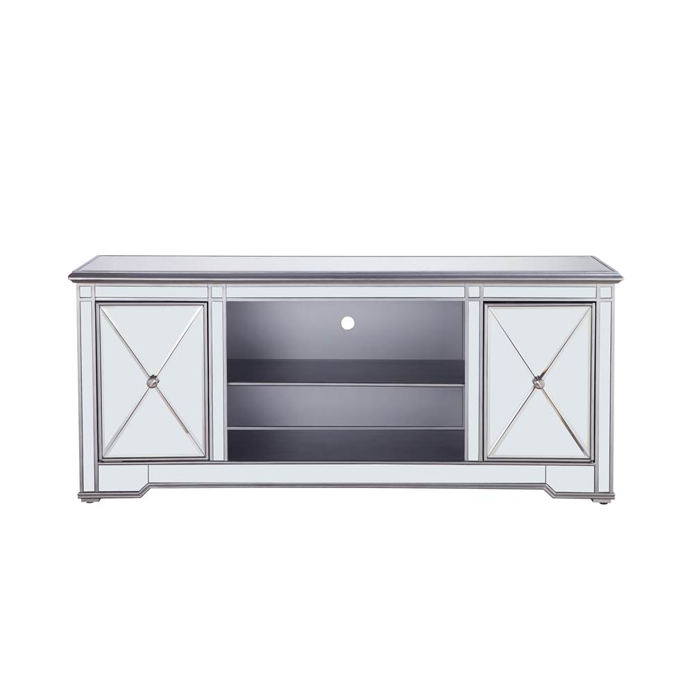 Elegant Lighting 60 In. Mirrored Tv Stand In Antique Silver