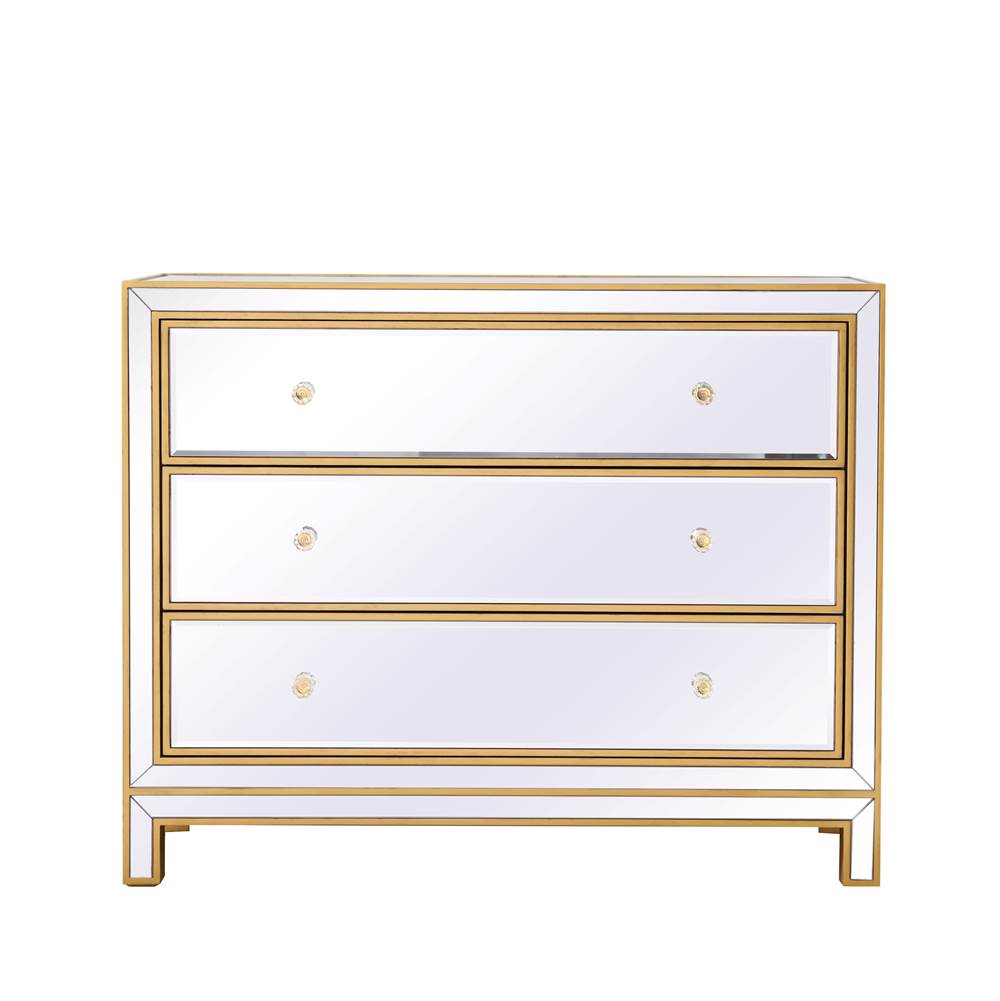 Elegant Lighting Reflexion Chest 3 Drawers 40In. W X 16In. D X 32In. H In Gold