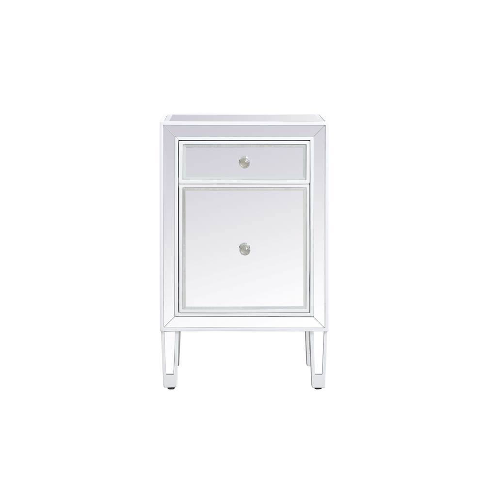 Elegant Lighting 18 Inch Mirrored Nightstand In White