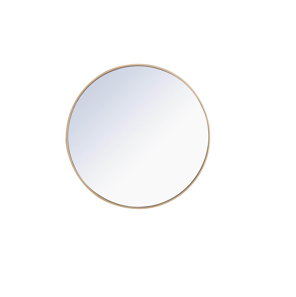 Elegant Lighting Metal Frame Round Mirror 32 Inch Brass Finish