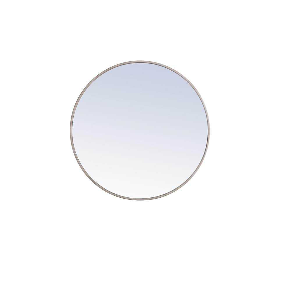 Elegant Lighting Metal Frame Round Mirror 32 Inch Silver Finish