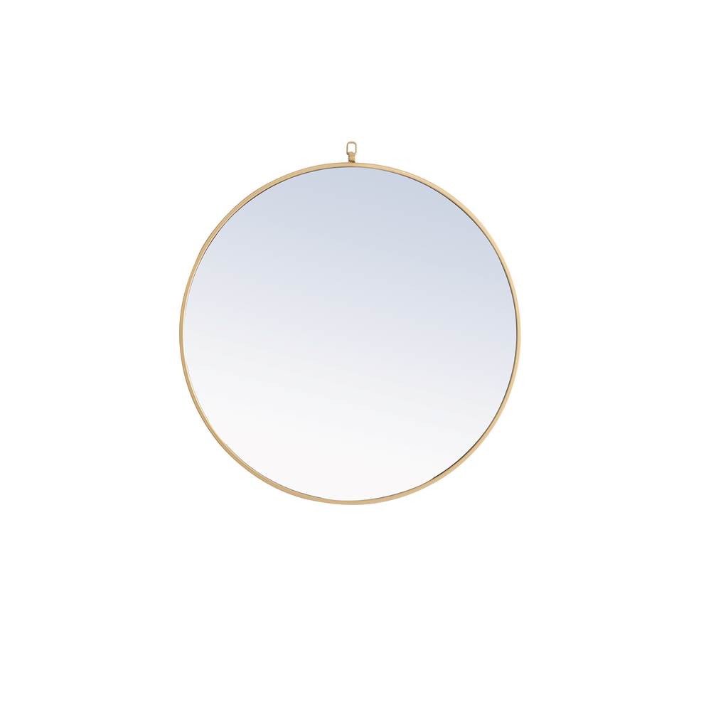 Elegant Lighting Metal Frame Round Mirror With Decorative Hook 32 Inch Brass Finish