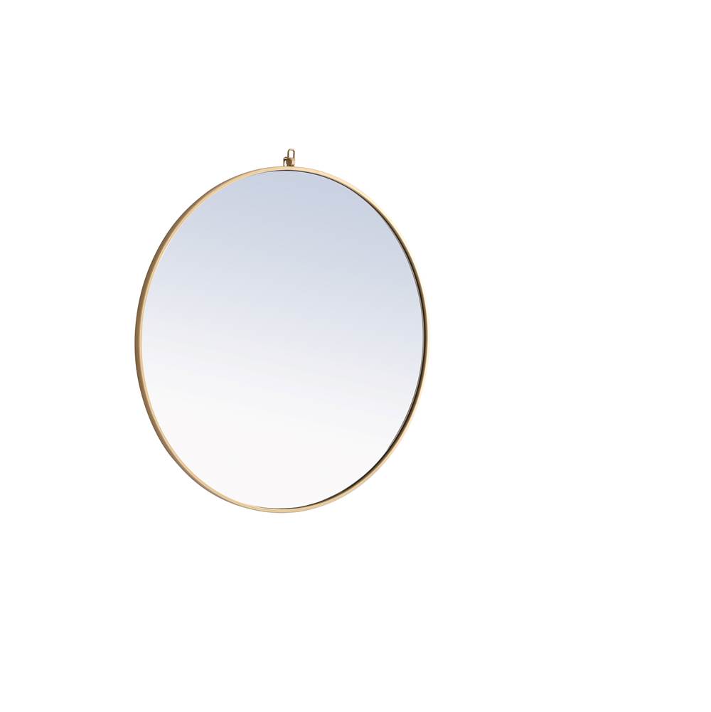 Elegant Lighting Metal Frame Round Mirror With Decorative Hook 36 Inch Brass Finish