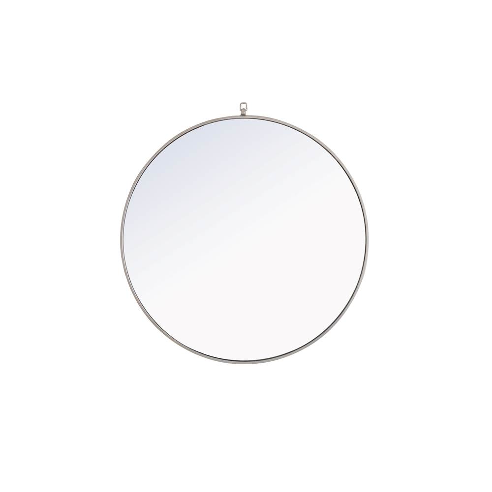 Elegant Lighting Metal Frame Round Mirror With Decorative Hook 36 Inch Silver Finish