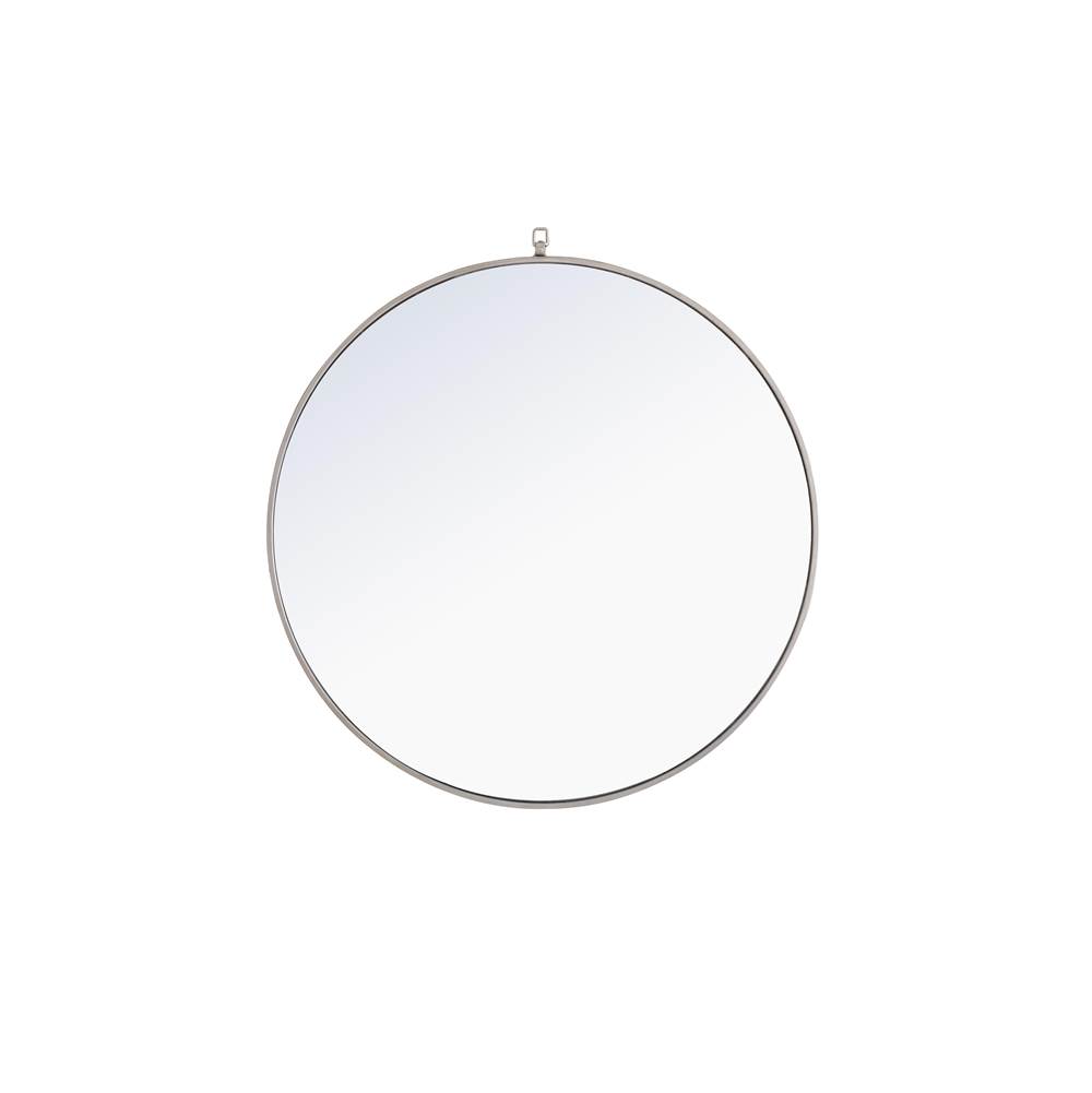 Elegant Lighting Metal Frame Round Mirror With Decorative Hook 42 Inch Silver Finish