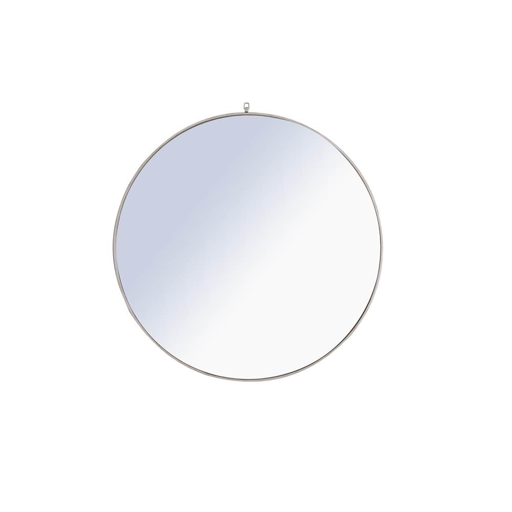 Elegant Lighting Metal Frame Round Mirror With Decorative Hook 48 Inch Silver Finish