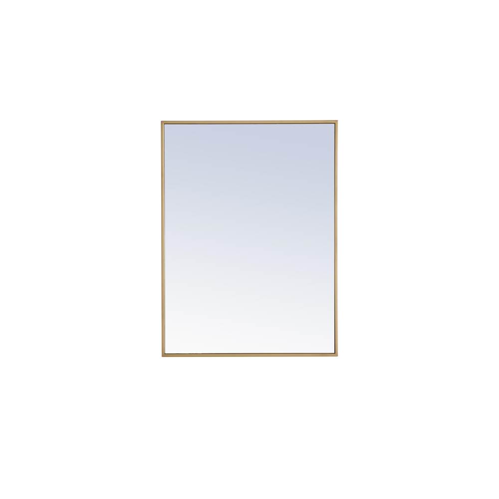 Elegant Lighting Metal Frame Rectangle Mirror 24 Inch Brass Finish