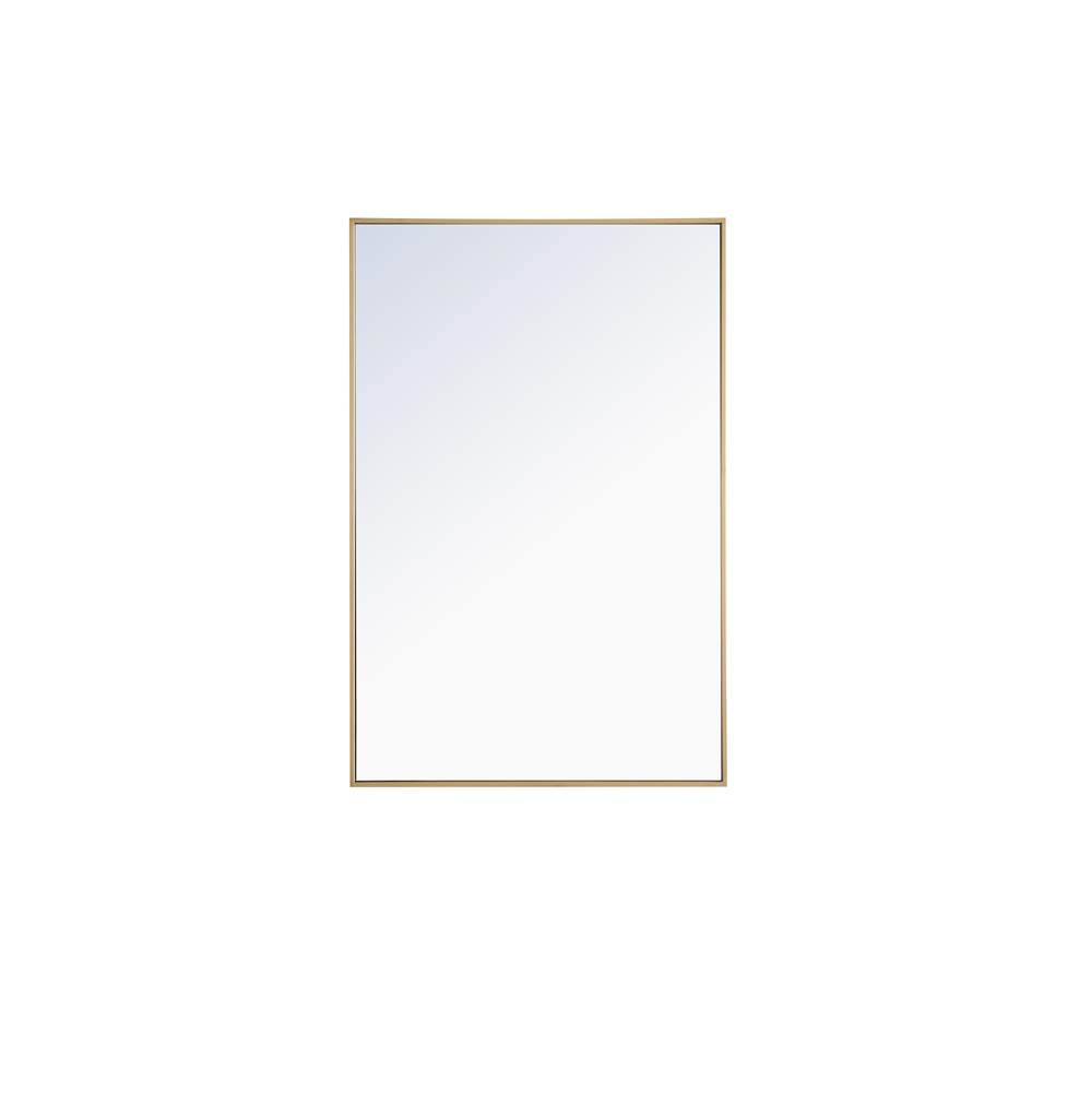Elegant Lighting Metal Frame Rectangle Mirror 28 Inch Brass