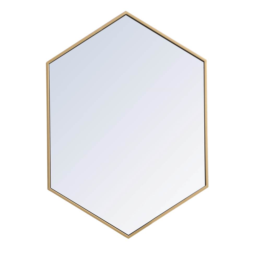 Elegant Lighting Metal frame hexagon mirror 24 inch in Brass