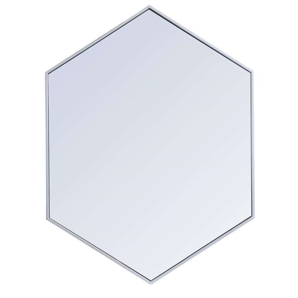 Elegant Lighting Metal frame hexagon mirror 30 inch in Sliver