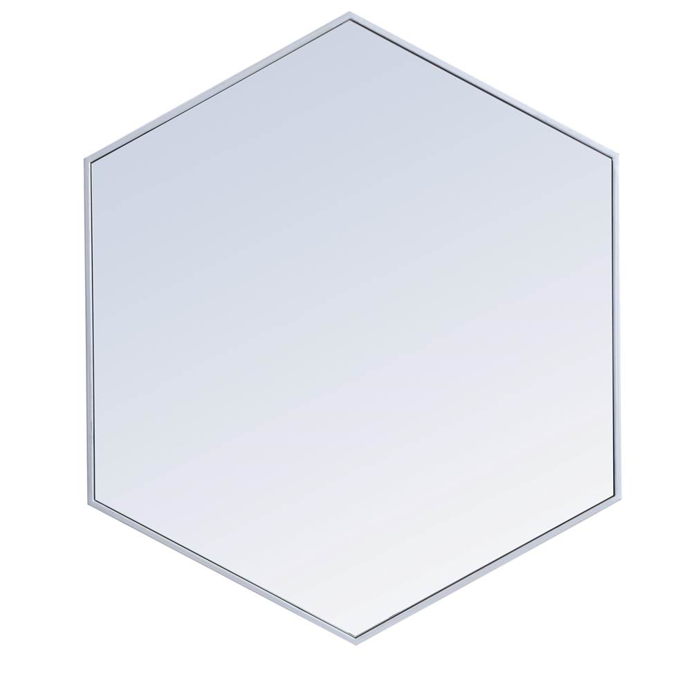 Elegant Lighting Metal frame hexagon mirror 38 inch in Sliver