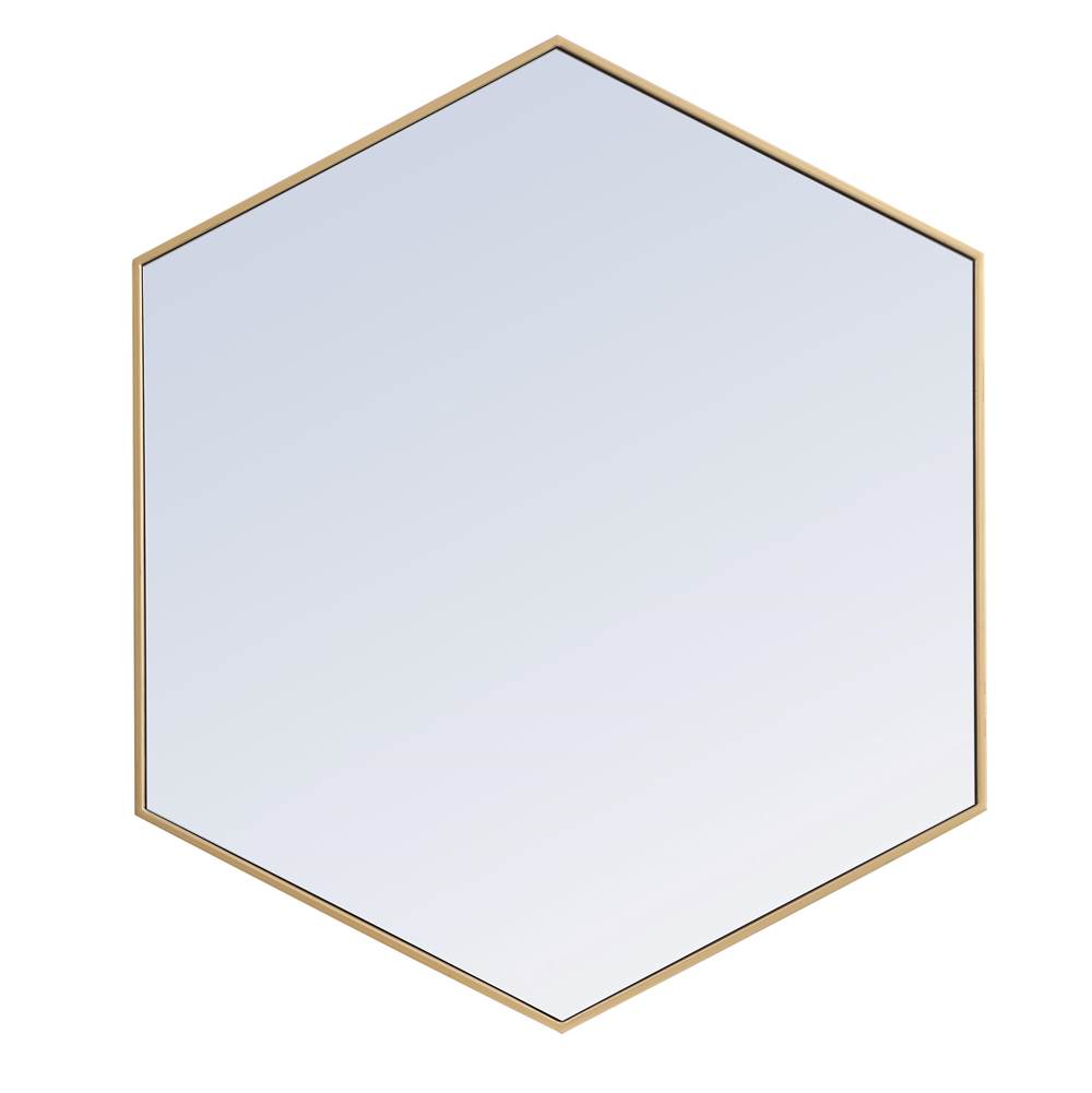 Elegant Lighting Metal frame hexagon mirror 41 inch in Brass
