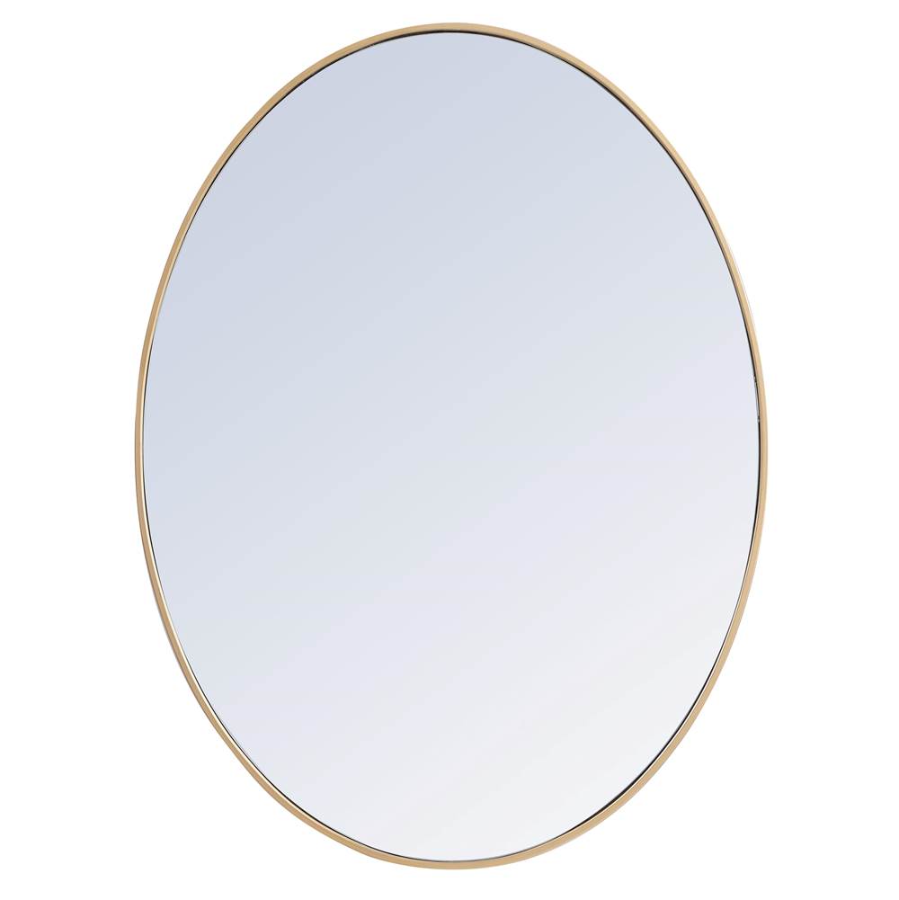 Elegant Lighting Metal frame oval mirror 40 inch in Brass
