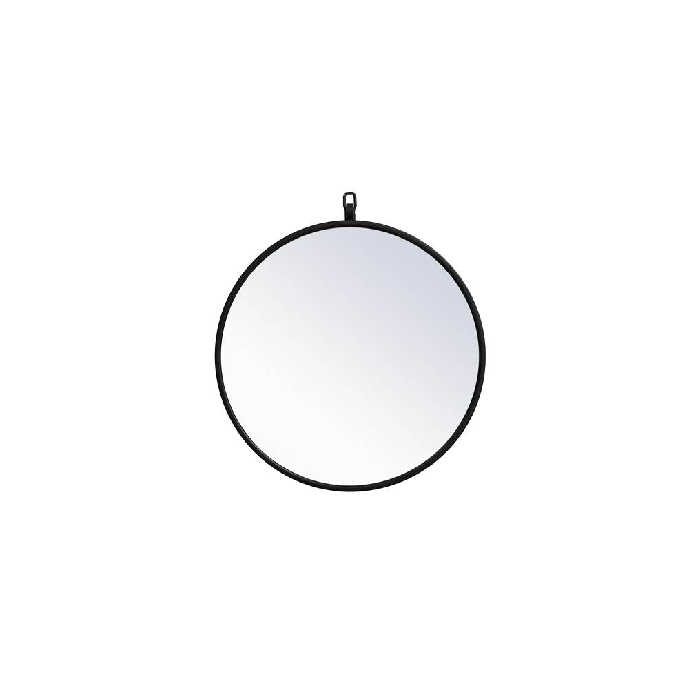 Elegant Lighting Metal Frame Round Mirror With Decorative Hook 18 Inch In Black