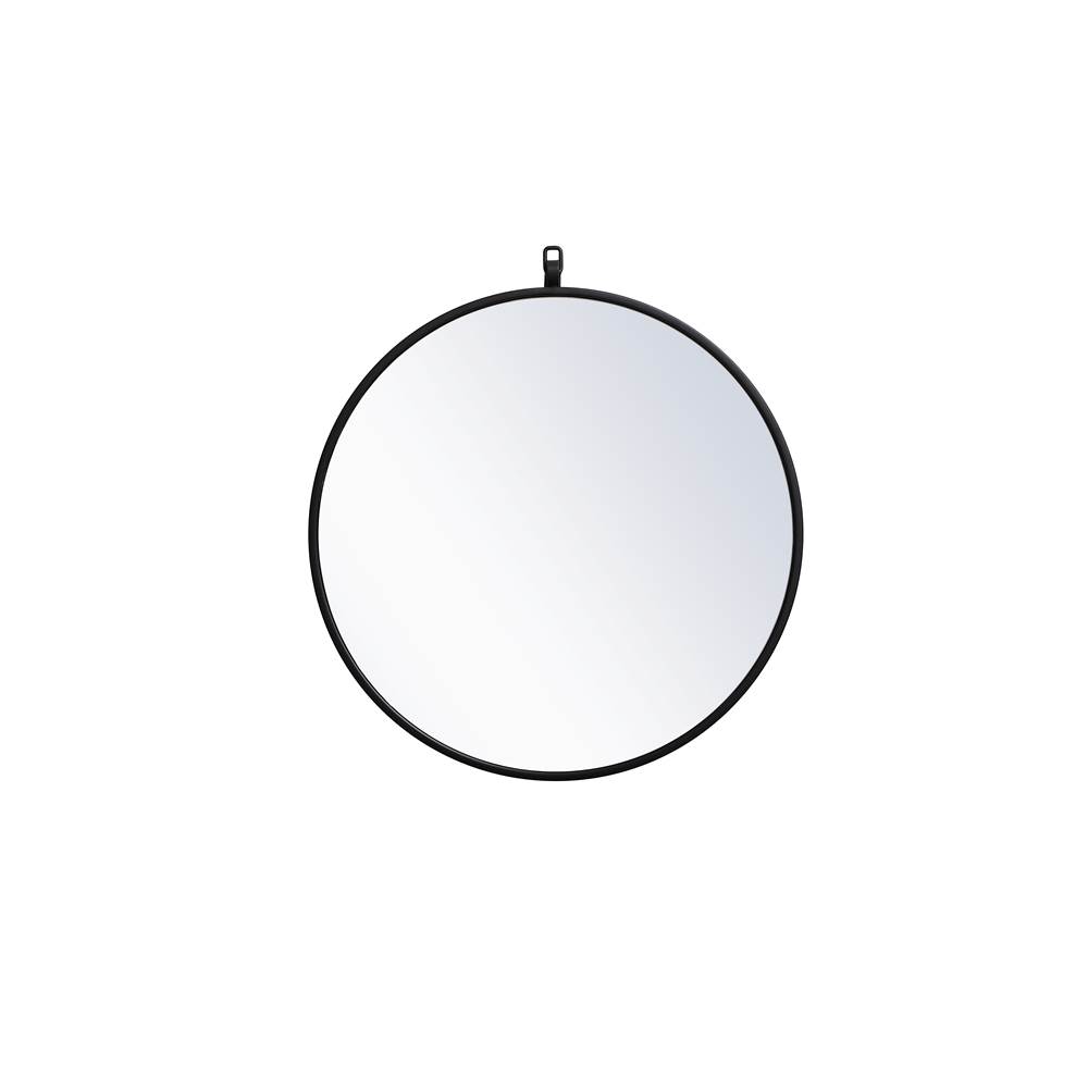 Elegant Lighting Metal Frame Round Mirror With Decorative Hook 21 Inch In Black