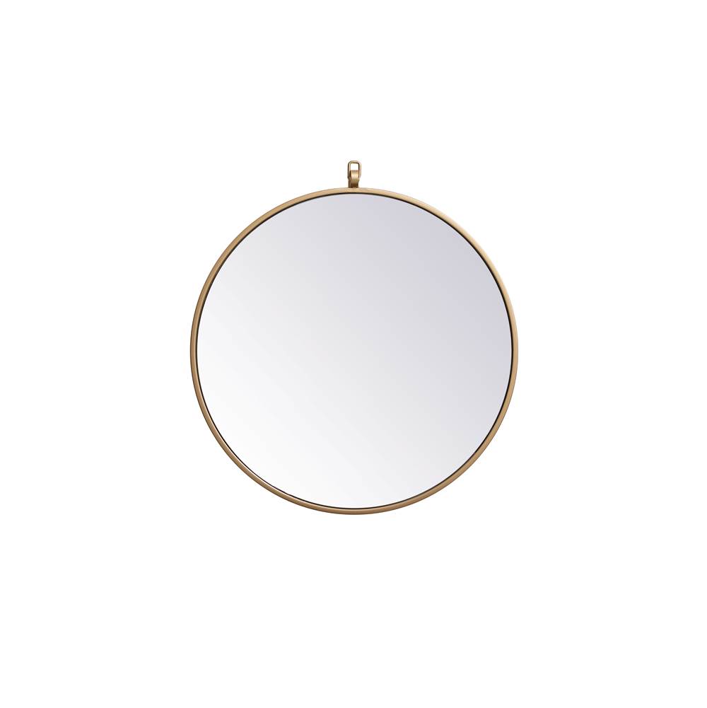 Elegant Lighting Metal Frame Round Mirror With Decorative Hook 21 Inch In Brass